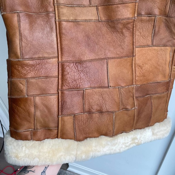 Vintage Brown and Cream Leather Vest - Picture 8 of 16